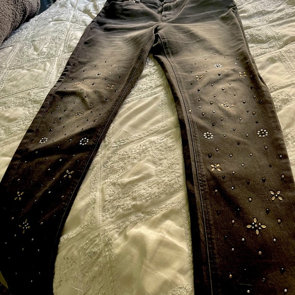 Diane Gillman embellished jeans. Black , size 8 - Picture 1 of 3